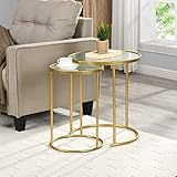 FirsTime & Co.® Stark Gold Nesting End Table 2-Piece Set, American Crafted, Gold, 18 x 18 x 21 ,