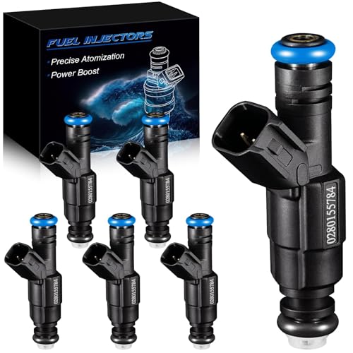 YZHIDIANF Upgraded Fuel Injectors 0280155784 Fits For:-Jeep Cherokee Wrangler Grand Cherokee 4.0L 1999 2000 2001 2002 2003 2004, For:-Dodge For:Ram 1500 2500 Van 3500 Van 5.2L 00-03, RL669938AB (6Pcs)