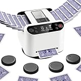 Eolzzi Card Shuffler, Automatic Card Dealer Machine for 1-2 Decks, 12 Players with 4 Remotes, Built-in Game Modes, 360° Rechargeable, for Poker Rummy Phase 10 Skip-Bo, Gift Box, White