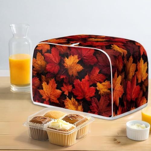 Image of Talayituse Fall Maple Leaf Print Toaster Cover 2 Slice Wide Slot, Lightweight Bread Maker Cover Dust Protection Washable Appliance Bag Autumn Decor, S