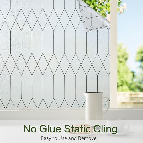 Windimiley Window Privacy Film Stained Glass Frosted Glass Window Clings Moroccan Lattice Decorative Bathroom Door Coverings Uv Sun Blocking Heat Control Removable Home Window Tint, thumb #8