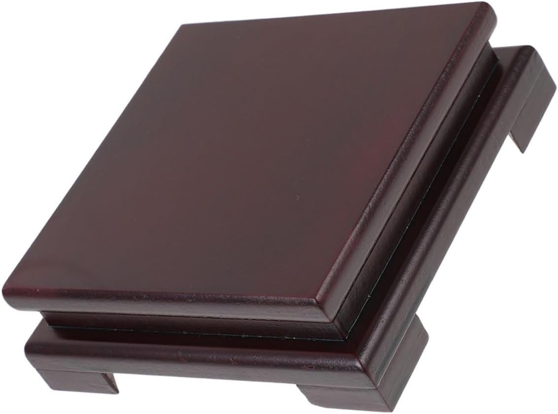 Wooden Plant Riser Square Base 23cm Solid Wood Display Stand Indoor Flowerpot Holder Bonsai Plant Rack for Home Décor and Office Use