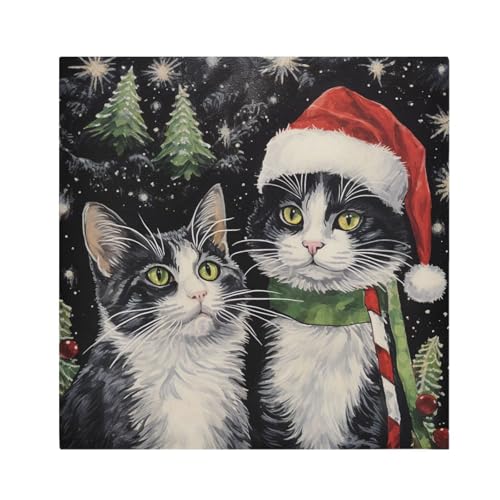 Servilletas de tela Navidad gatitos 20x20 pulg set 6 miniatura 1