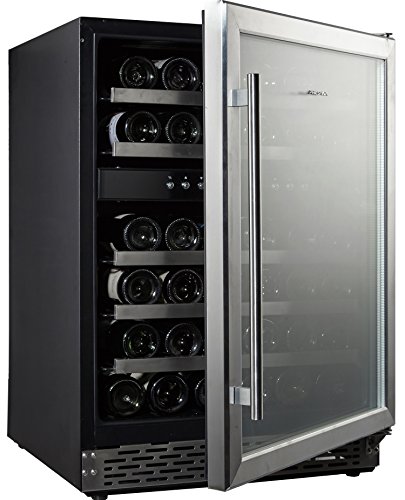 phiestina 46 Bottle Wine Cooler 24 Inch Dual Zone Built-in or Freestanding Wine Refrigerator with Compressor Cooling System