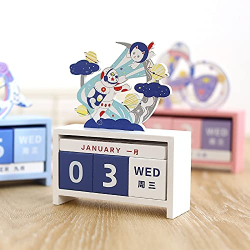 Desktop-Kalender Design Holz Dauerkalender Schreibtisch Schreibtisch Kalender Büro Desktop Dekoration Galaxy Niedlichen rustikalen Kalender Geschenk Mini-Kalender (Color : F)