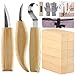 Messe mit günstig Kaufen-Fuyit Holz Schnitzwerkzeug Set-Beinhaltet 6 Teiliges Holz Schnitzmesser Set &10 Pcs Linde Holzblöcke für Löffel Schüssel Cup Edelstahl Schnitzwerkzeuge für Anfänger/Profis mit Schnittfeste Handschuhe