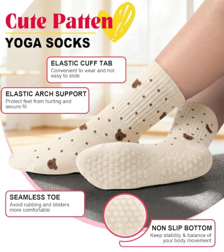 Image of yeuG Pilates Grip Socks for Women Yoga Slouch Socks with Grip for Barre Knee High Boot Socks Long Scrunch Slipper Socks