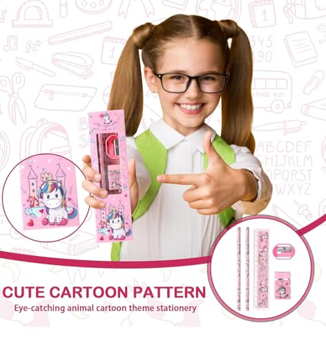 12pcs Stationery Set for Return Gifts Birthday Party for kids - Pencil, scale, eraser - Best Birthday Return Gifts for Kids in Bulk - Return gift for kids birthday Age 6-10 6-12 3 4 5 6 7 8 12