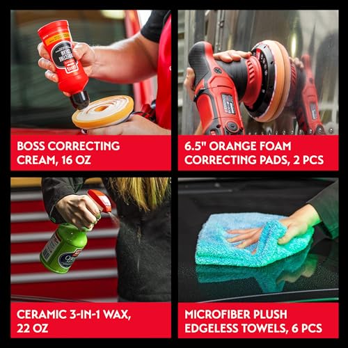 Image of Griot's Garage G9 Orbital 2-Step Ceramic Kit for Car Polishing and Detailing, Includes Orbital Polisher, BOSS Correcting Cream, 6.5 inch Foam Pads, Ceramic 3-in-1 Wax, and Microfiber Towels, 11558