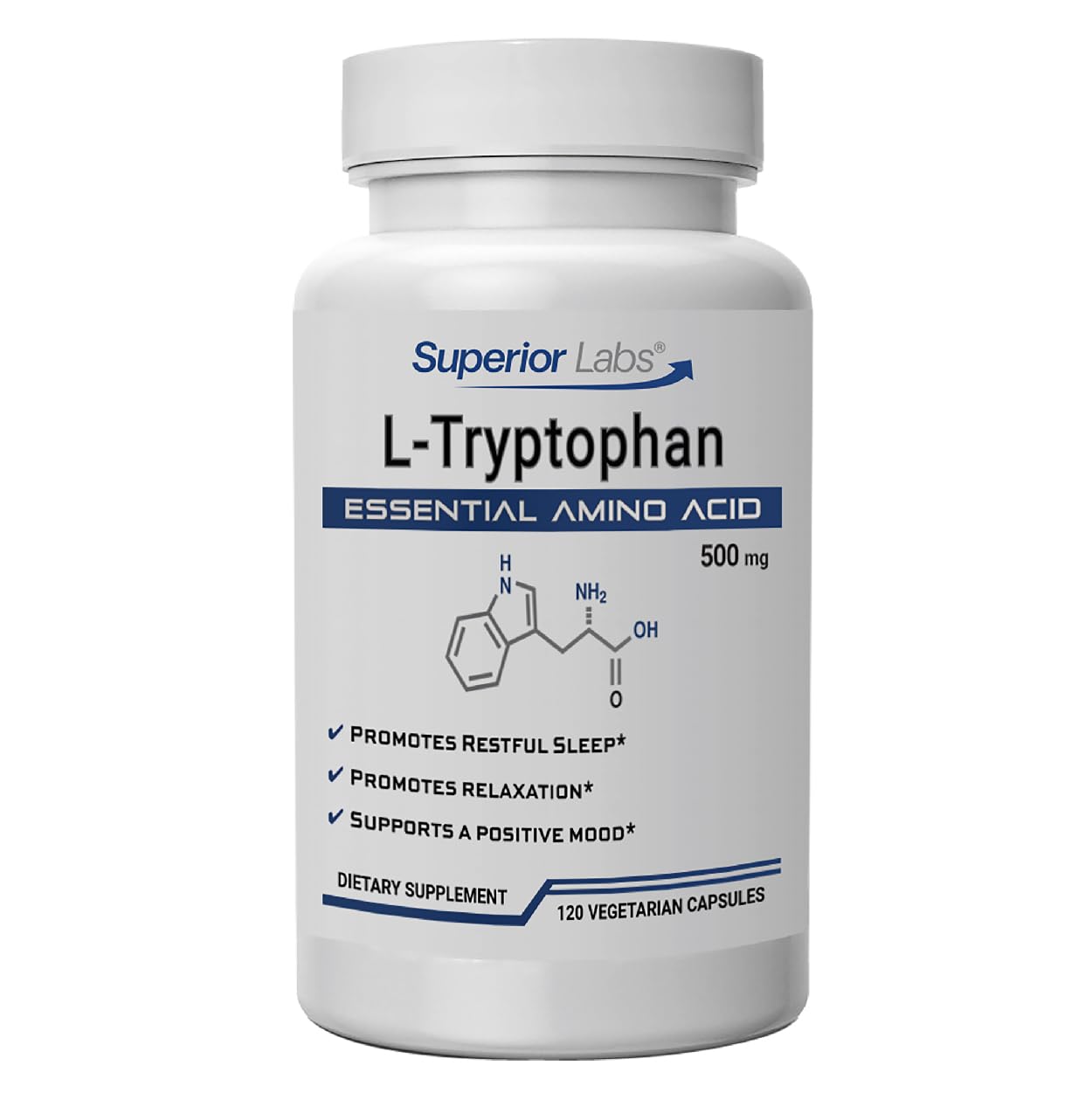 Superior Labs L-Tryptophan 500mg, Sleep & Mood Support, 120 Veg Caps