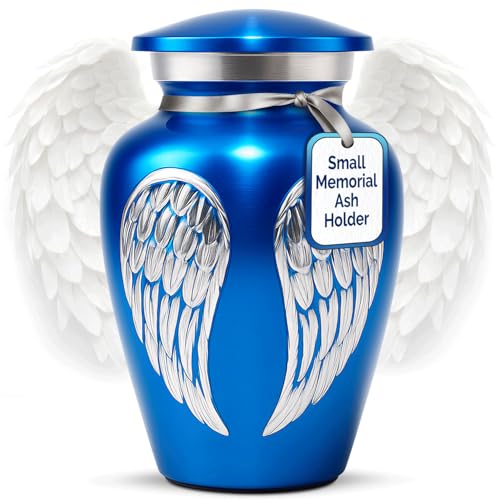 Small Urns for Human Ashes – Mini Keepsake Urn for Ashes to Honor Loved Ones – Holds 3 Cubic Inches – Perfect for Mom, Dad, Baby, or Someone Special (Blue, Small)