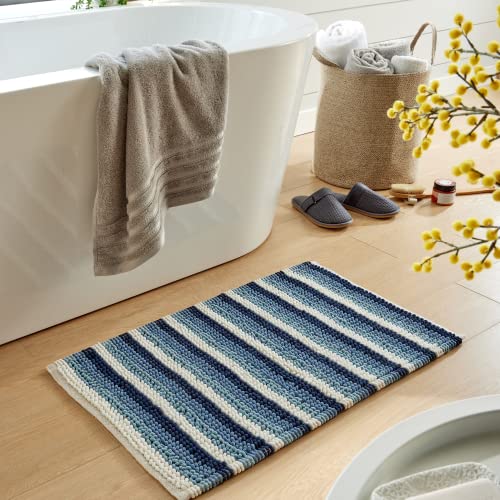 Olivia Rocco Padstow Stripe Bathmat Comfort To Your Bathroom Super Soft Absorbent Bath Shower Mats Washable Dry Fast Durable Classic Design - Image 2