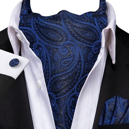 Image of Dubulle Paisley Floral Ascot for Men Self Tie Mens Cravat and Pocket Square Cufflinks Wedding