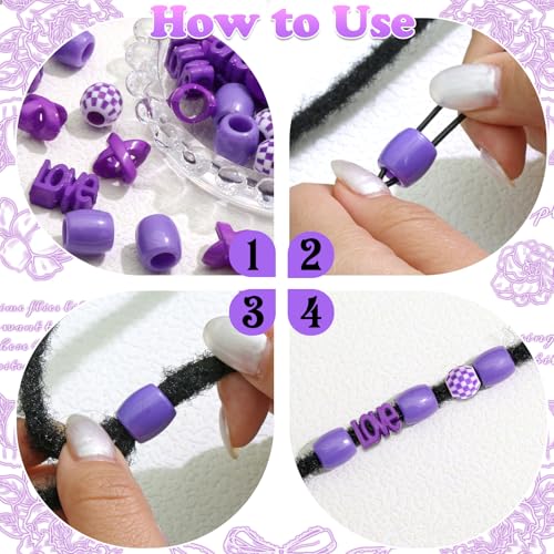 Accesorios para trenzas 60 piezas color púrpura miniatura 6
