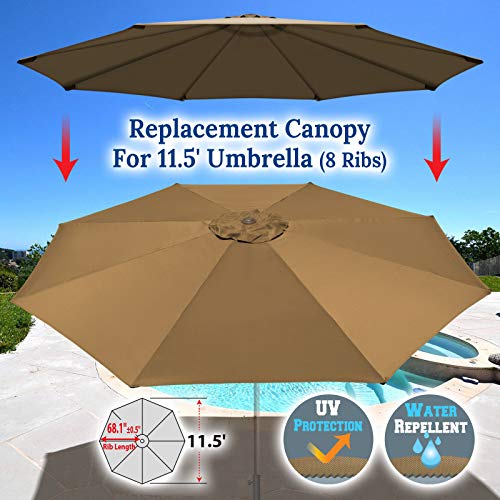 Benefitusa Umbrella Cover Canopy 11.5Ft 8 Rib Patio Replacement Top Outdoor-Tan #TOP2