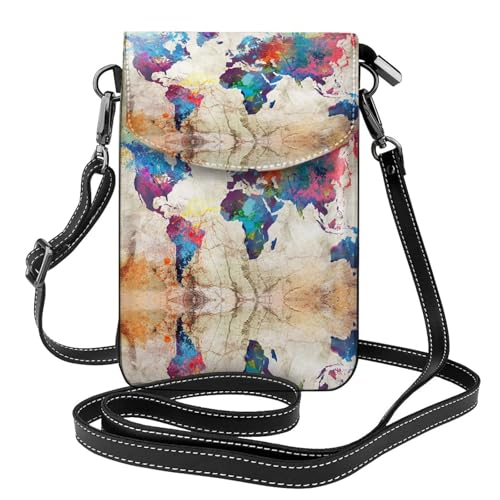 Sac à bandoulière voyage pour téléphone portable pochette en cuir noir motif carte