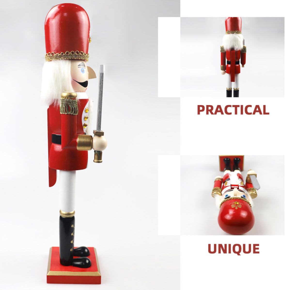 Toyvian Cascanueces de Madera Navideño Soldado para Decoración de | Figura Artesanal Delicada, Estilo, Adecuado para Navidad, Mesa y Ambiente Festivo