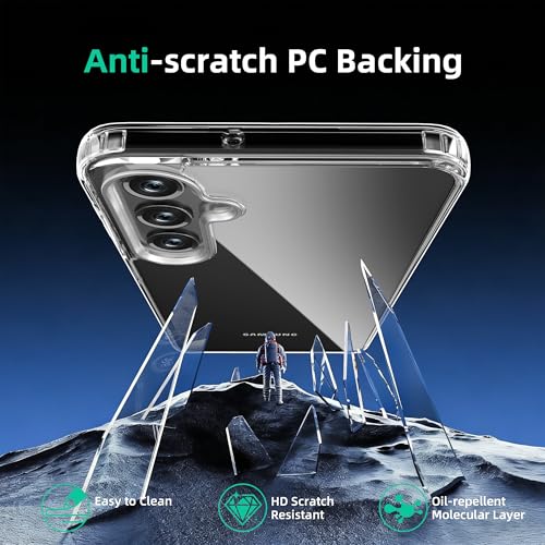 Image of ONES for Samsung Galaxy A16 5G Slim Case Clear, PC + TPU Hybrid, Military-Grade Drop Guard, Anti-Yellowing, Anti-Slip, Shockproof Silicone Hard Cover, Scratch Resistant, Transparent Case