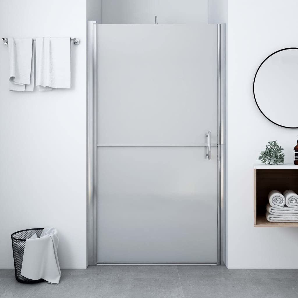Porta doccia 81x195 cm, box doccia con vetro smerigliato, vetro di sicurezza da 5 mm, telaio in alluminio regolabile, paraspruzzi per bagno