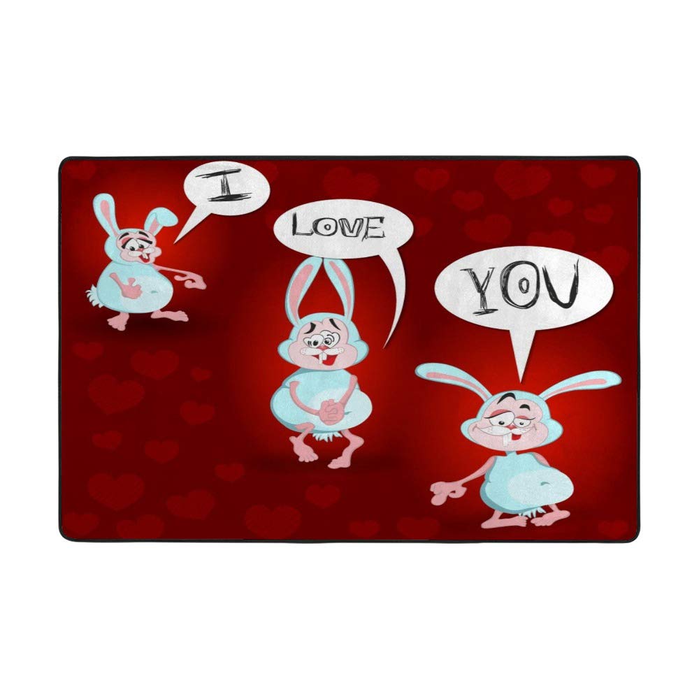 Tapis de salon moderne I Love You pour patio et salle à manger