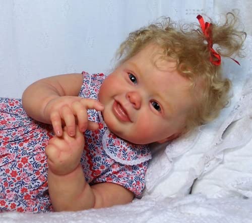 Enjoy with Love 60CM 100% Handbemalte Puppe Reborn Kleinkind Puppe Kodi Bär mit Genesis Paint Hochwertige 3D Haut mit sichtbaren Adern (Blue Eyes) – Bild 4