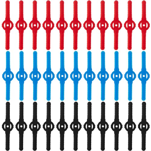 OIIKI 48 PCS Plastic Blades Replacements for Lawn Mower, String Trimmer Head Blades, Grass Trimmer Blades Accessories for Cordless Grass Trimmer (Blue, Red, Black)