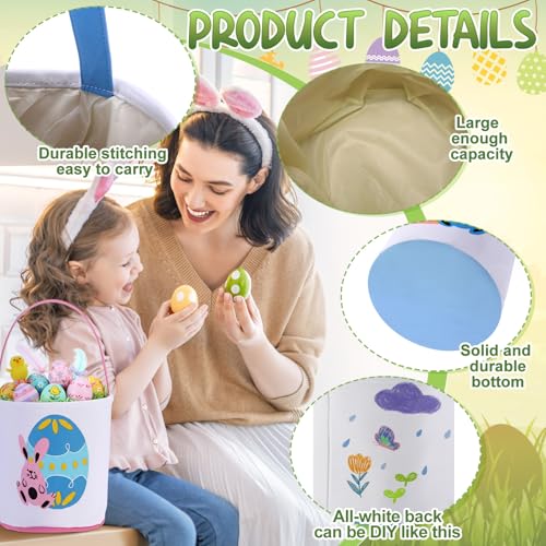 Image of Honeydak 6 PCS Easter Basket for Kids Canvas Bunny, Color 5 Egg Bunny