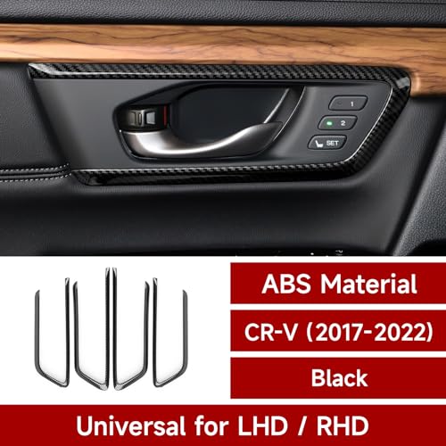 Image of Inner Door Bowl Decals for Honda CRV 2017 2018 2019 2020 2021 2022 Accessories CR-V ABS Carbon Fiber Interior Stickers, Black