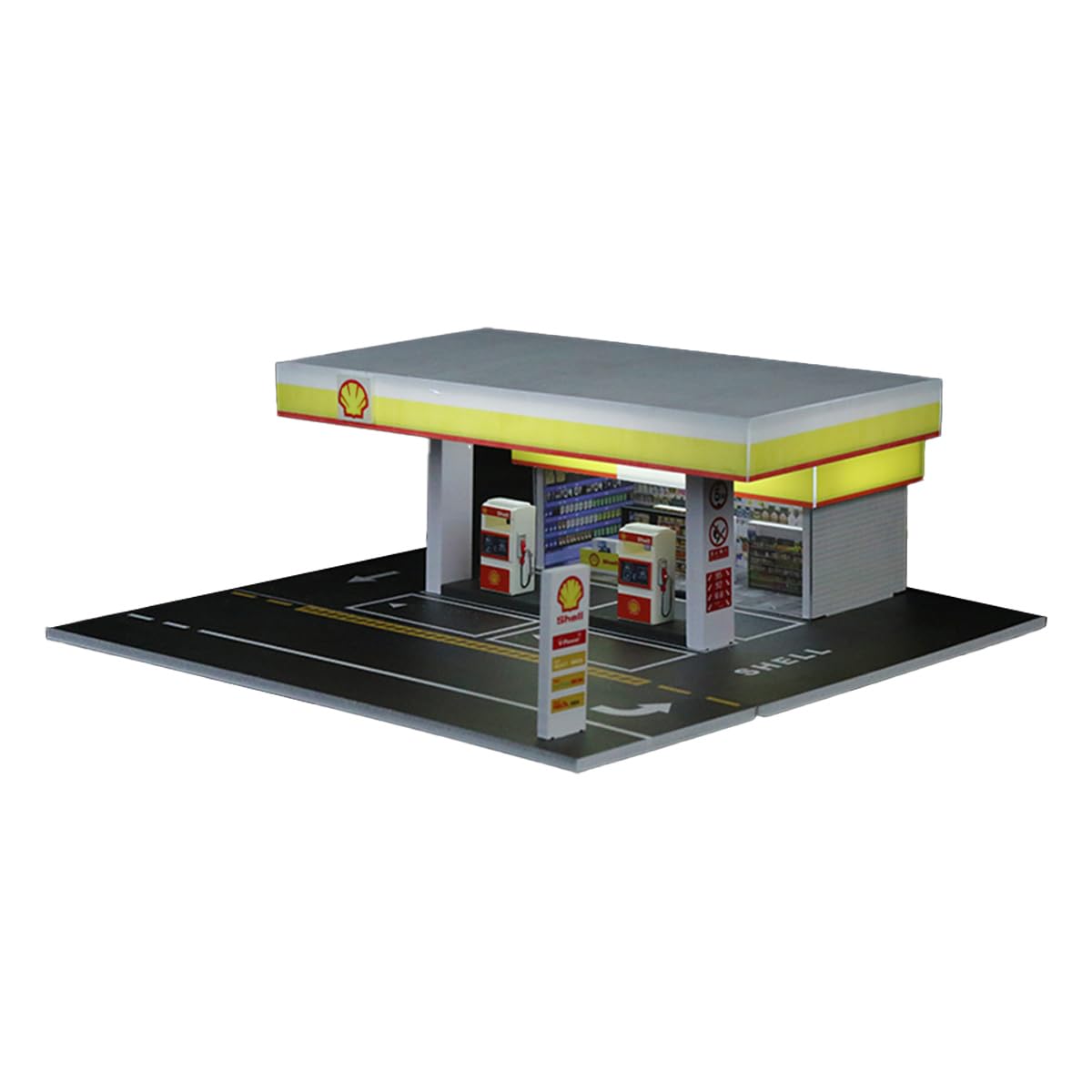 BAUBAUPLAY 1/64 Scale Shell Petrol Station Model, Diorama Accessories for Model Cars (Vehicles and Figures Not Included)