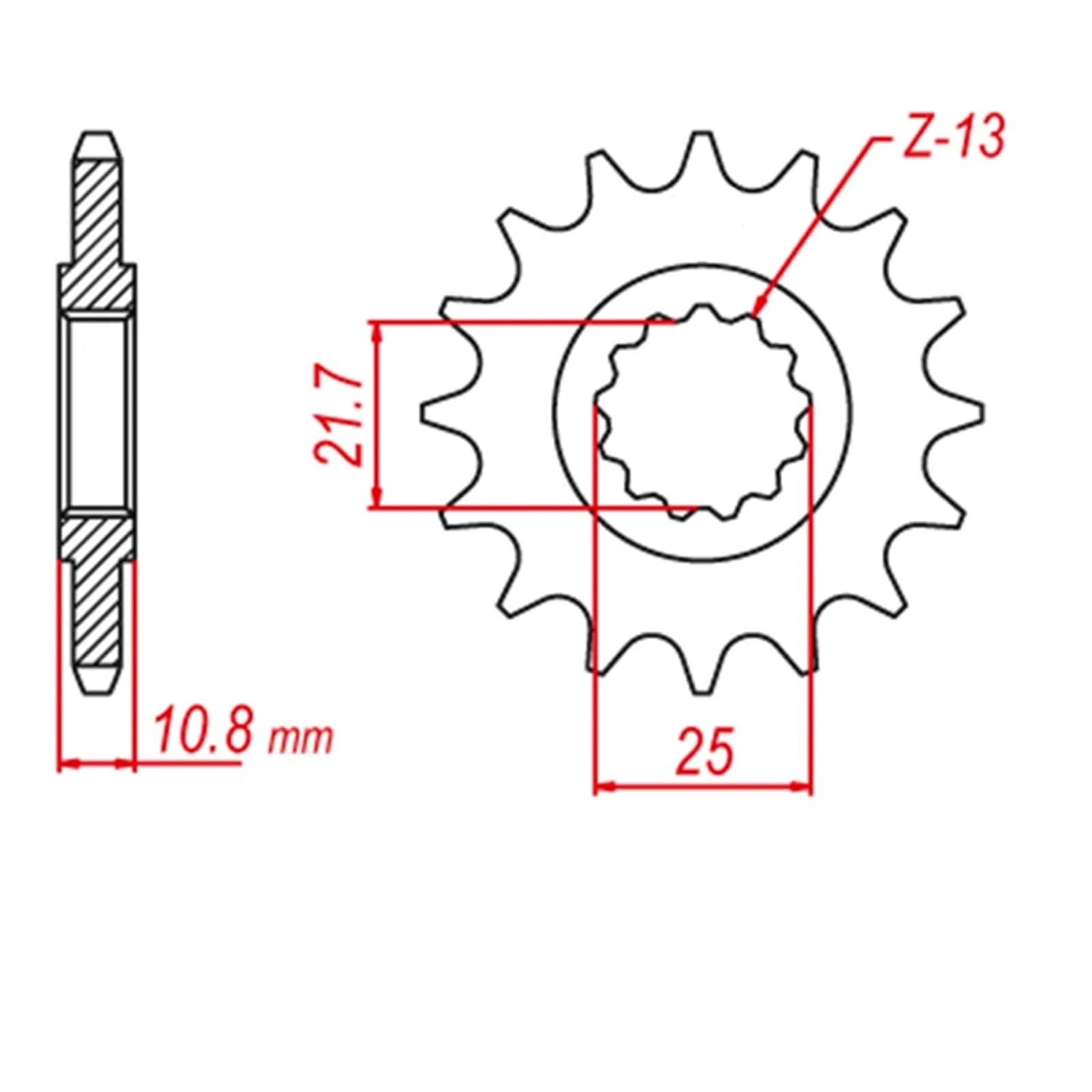 Reemplazo para Yamaha TRX850 TRX 850 1996-2000 Piñón Y Corona para Motocicleta 525 CNC (17T Delantero / 39T Trasero)(17T)