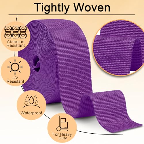 Image of CooBigo 12 Yards Webbing 1 inch & 1.5 inch & 2 inch Polypropylene Webbing Strap 1 Inch 1.5 Inch 2 Inch Wide Webbing Strapping for Bags /Lawn Chair /Pool Solar Cover DIY Crafting