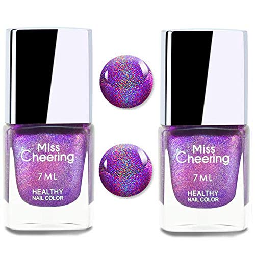 2 Pack Holographic Nail Polish, Irridescent Nail Polishes,Glitter Gorgeous Glossy Holographic Halo Glitter Polish Nail Art Nail Pigment Diamond Laser Nail Polish …