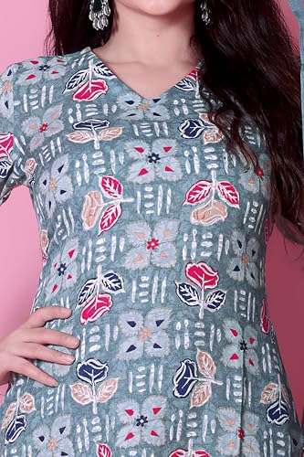 Tadkee Women's Cotton Blend Kurta Set (Fn-Kurta-Set-Dupatta-136-Sky-S_Sky