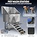 KANIS Professional Dog Washing Station - 304 Stainless Steel Pet Wash Sink & Grooming Bath Tub for Home with Ramp, Shower, Floor Grate, Storage Shelf, Faucet, Drain Kit for Large, Medium & Small Pets