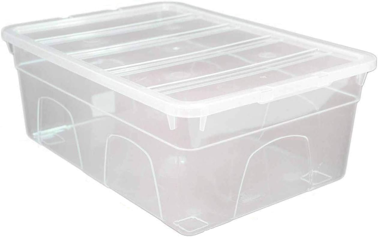 HOMION Clear Plastic Storage Box Boxes With Lids Home Office Stackable Transparent Plastic Boxes, Size 5,11,24,28,35,45 Litre UK MADE British (1, 11L / 36cm)