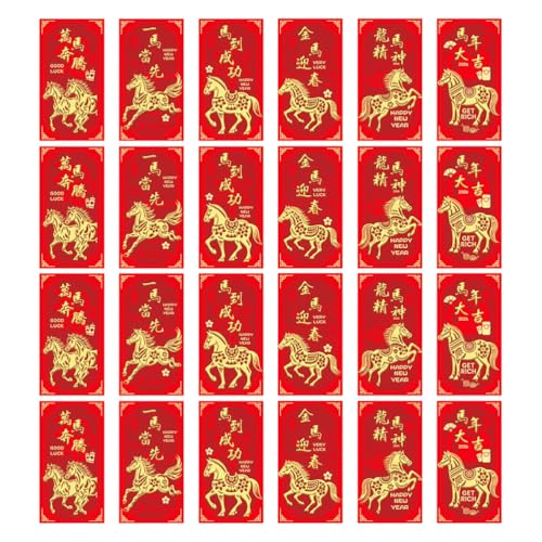 Sobres Rojos Año Nuevo Chino 2026 Bolsa de la Suerte Hongbao Año del Caballo Dorado