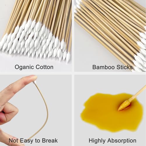 Gun Cleaning Swabs, Dual - Ends Tips, 6 Inch Gun Cleaning Supplies, Long Cotton Swabs with Bamboo Sticks in A Storage Case for Gun Cleaning and Maintenance