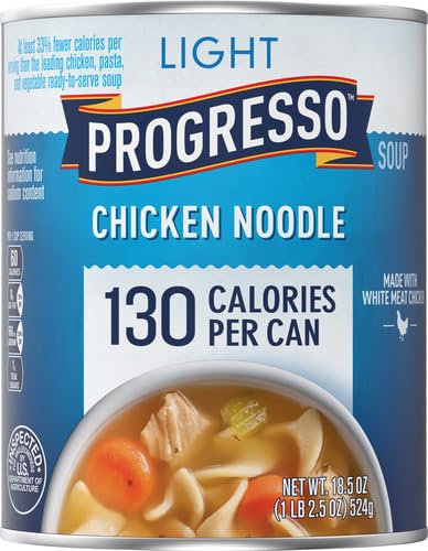 Image of Progresso Light Chicken Noodle Soup, Ready to Serve Canned Soup, 18.5 oz (Pack of 2)