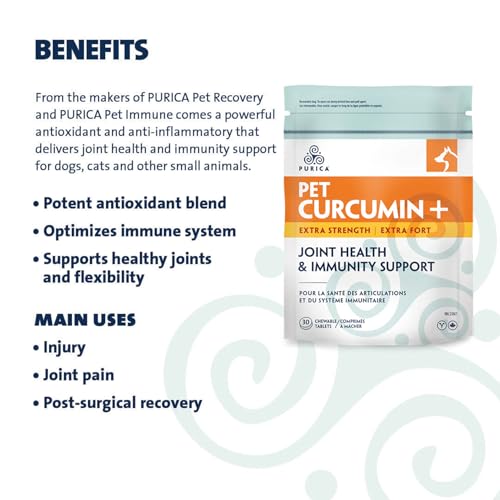 PURICA - Pet Curcumin+ Extra Strength, 30 Chewable Tablets - Healthy Flexibility, Joint Health and Immunity Support for Dogs, Cats and Small Animals - Blend of Potent Antioxidants - Image 3