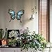 LIFFY Metal Butterfly Wall Decor - Outdoor Garden Fence Patio Art - Glass & Metal Butterfly Decor Gifts for Women