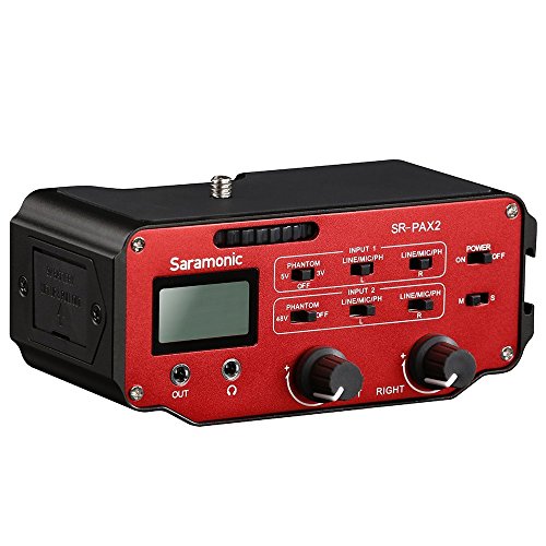 Saramonic SR-PAX2 Audio Mixer Adapter Preamplifier Two XLR and Two 3.5mm Jack Interface for DSLR & Mirrorless & Blackmagic Design Pocket Cinema Cameras Audio Recording - Thumbnail 5