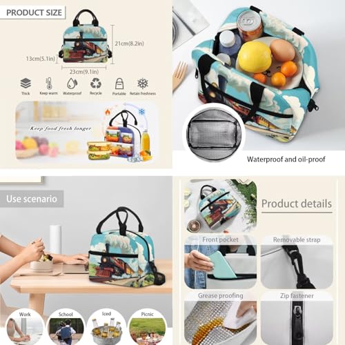 COEQINE Retro Train Backpack for Boys 3-5 Lightweight Preschool Toddler Backpack and Water Bottle Set Boy 6-8 Age Elementary School Bags with Lunch Bag for Boys 3-4 Year Old for Casual Travel Daypack4