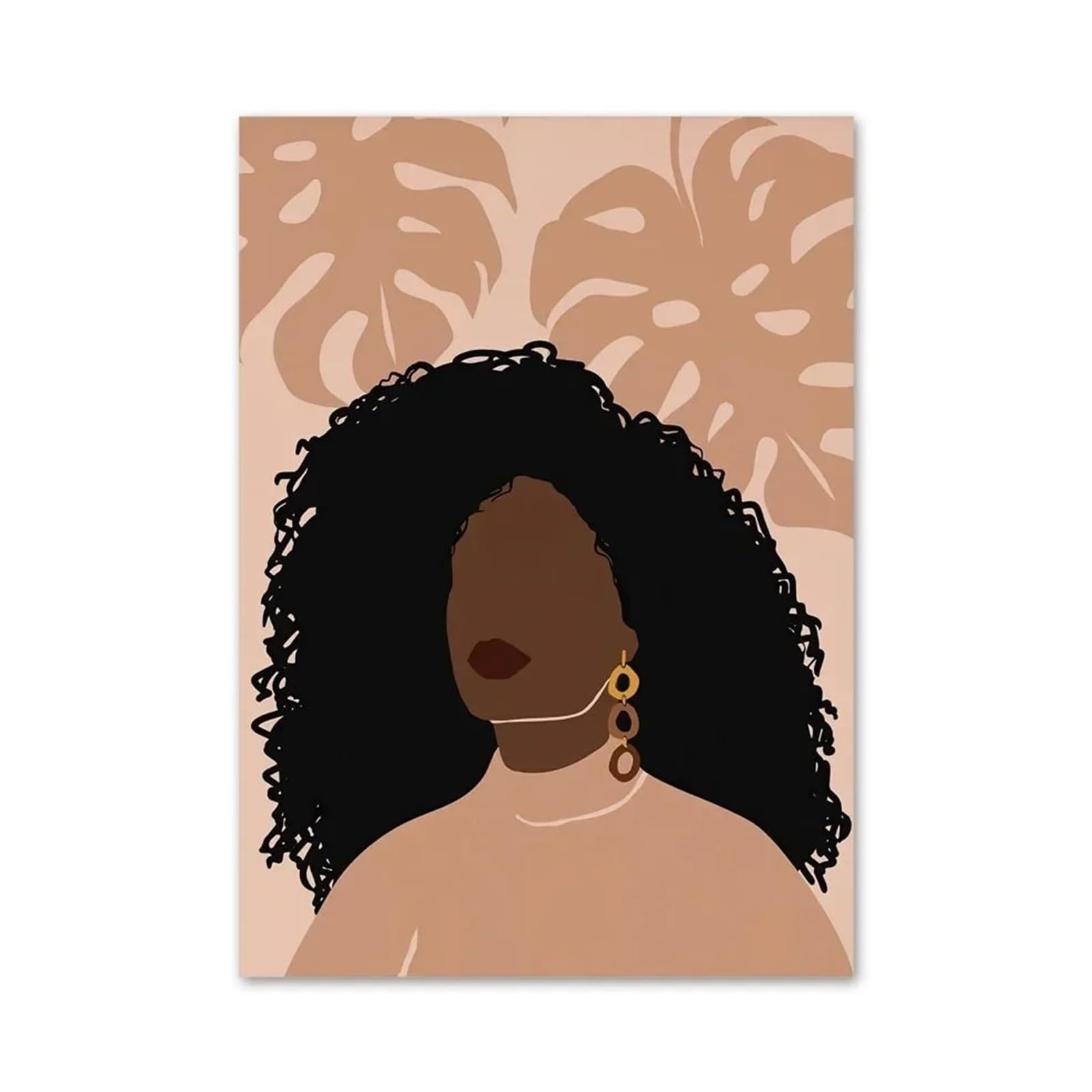 Xenite Girls F Wall Art Canvas Prints Monstera Illustration Abstract Black African Art Canvas Painting Nordic Posters And Prints Wall Pictures Bedroom Home Decor(,40X50cm)