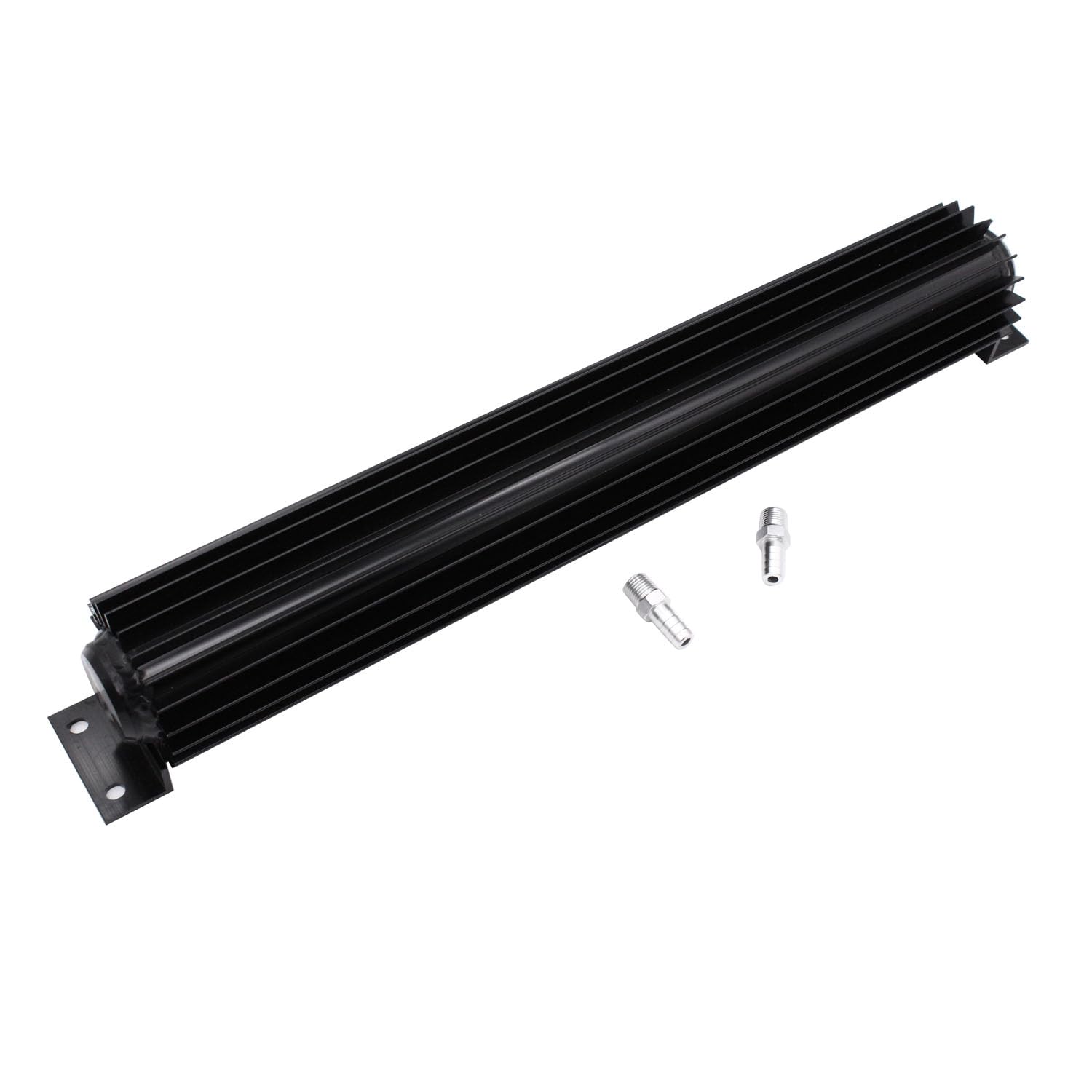 Photo 1 of 1 Set SHLPDFM Black Transmission Cooler 18" Dual Pass Satin Aluminum Finned Transmission Oil Cooler w/fittings