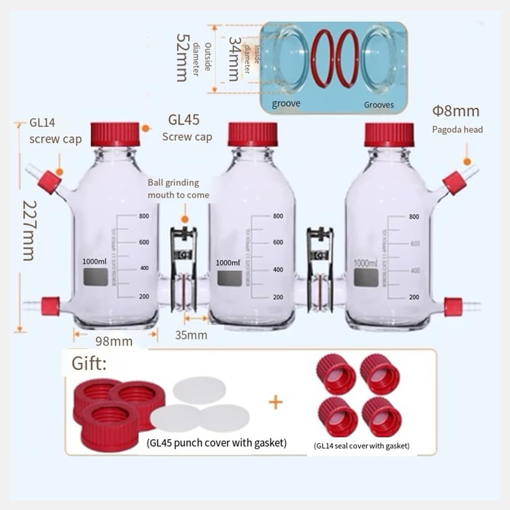 Microbial Fuel Electrolysis Cell Single Chamber Double Chamber Three Chamber MFC Reactor Dual Groove Microbial Fuel Cell Reactor with Anode and Cathode Interface (Three Room 1000ml)