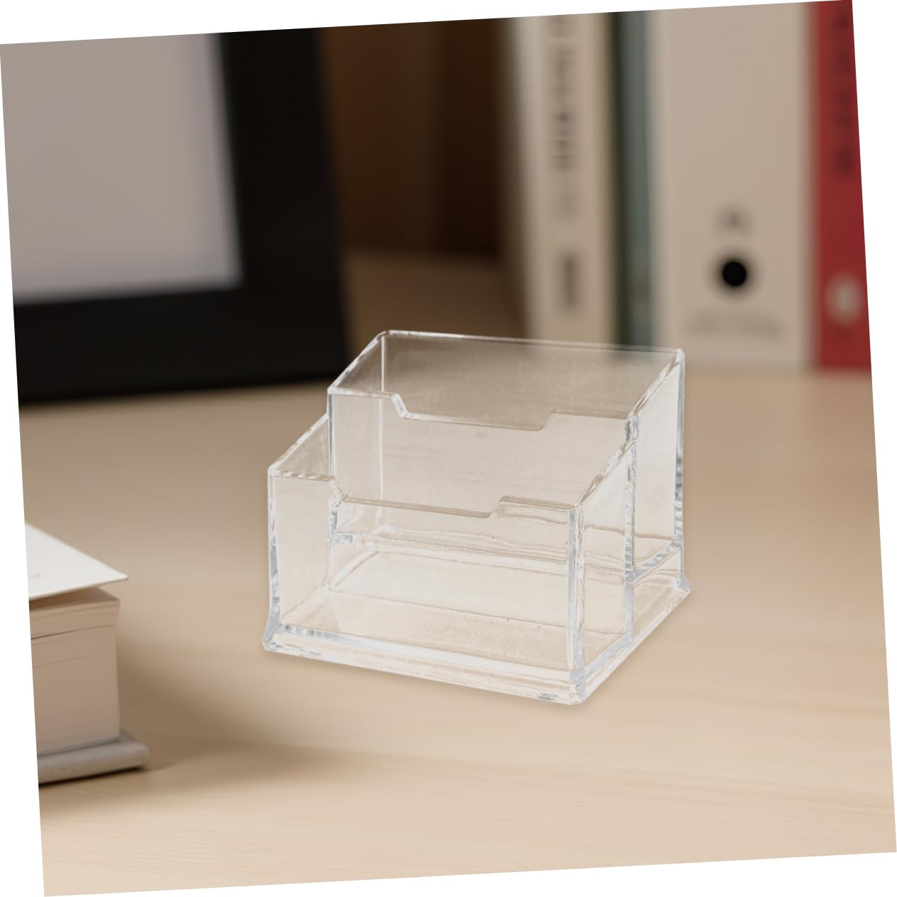 5 Pezzi Biglietti Visita in Plastica Organizer Scrivania Leggero e Compatto per Ufficio Conferenze ed Esposizioni con Doppia Sezione per Facile Accesso e Massima Visibilità