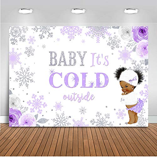 Mocsicka Snowflake Baby Shower Backdrop Baby It's Cold Outside Baby Shower Party Decor Vinyl Winter Wonderland Purple and Silver Snowflake Winter Baby Shower Background (7x5ft (82x60 inch))