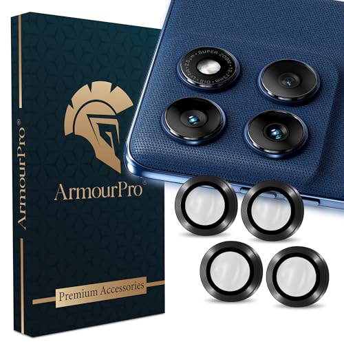 Image of ArmourPro Camera Rings Tempered Glass for Motorola Edge 60, Tough HD Individual Aluminum Alloy Rings 9H Camera Cover, Scratch-Resistant,Camera Lens Protection| Black, 1 Pack