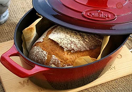 Image of La Cuisine Enameled Cast Iron Oval Dutch Oven Casserole Pot with Lid 5 QT Internal Matte Black Enamel Coating for bread baking For GlassTop Oven-Safe 550F /276C 2-ToneTeal