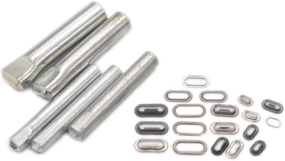20 Pcs Brass Oval Eyelets Grommet With Washer + 1 PCS Tool For Bags Canvas Purse Clothing Handwork Craft DIY 6x16mm Gun Black
